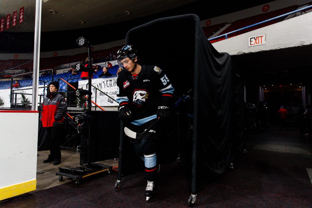 Carter Sotheran skates out ahead of a game
